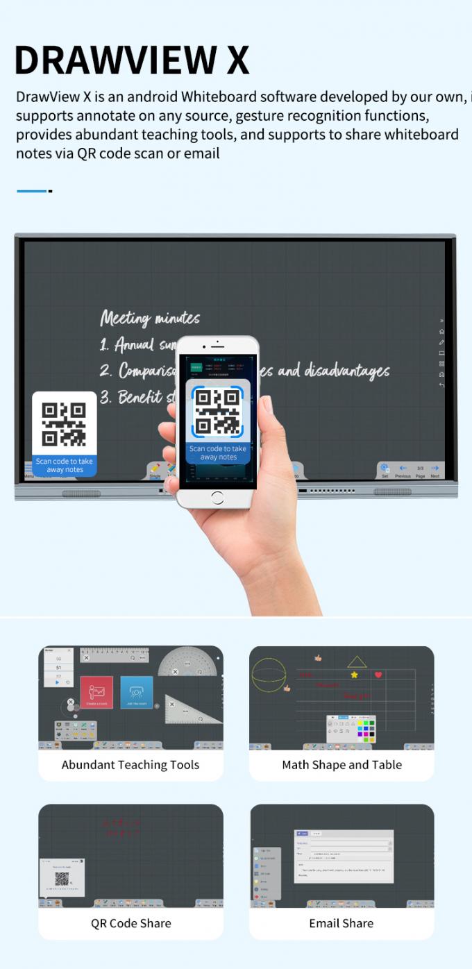 Iboard Produk Baru 98 " 4K Smart Display Interaktif Flat Panel Display Ukuran Besar layar sentuh Monitor untuk Ruang Pertemuan 6