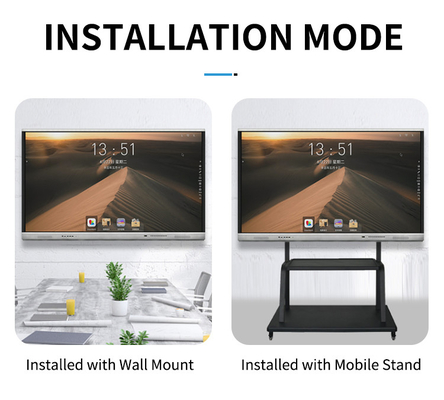 TFT LED 75 '' Monitor Layar Sentuh Interaktif Android 11 Dengan AIO PC, IR Tec, Built In Camara
