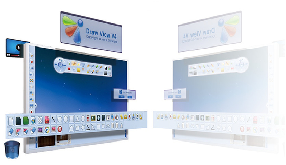 School T Series Multi Touch Interactive Whiteboard 10 Poin Warna Perak Dengan Perangkat Lunak Pengajaran