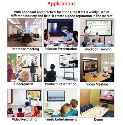 TFT LED Interactive Digital Whiteboard Smart Board 178 derajat Sudut Pandang 350 cd/m2 untuk Kelas