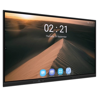 Android 13 IR Interaktif Whiteboard Finger Touch 65 75 86 Inch 4K Smart Panel Tampilan dengan wifi RJ45 berbagi nirkabel dari pad / telepon / laptop untuk pertemuan kantor sekolah