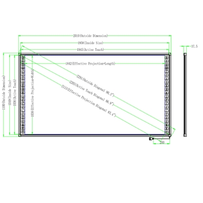 90 Inch Interaktif Whiteboard Infrared Sentuh baja nano Permukaan Aluminium Alloy Frame