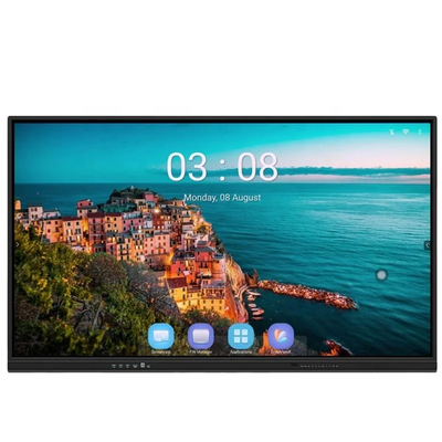 Interaktif 4K Ultra HD Smart Board dengan Wall Mount Speaker Kamera Mic Dibangun di All In One PC Board Untuk Pendidikan