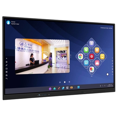 65 75 86 98 Inch LCD Smart Board Interaktif 4mm Tempered Glass Android Windows 10/11 Pro Touch Finger Smart Monitor