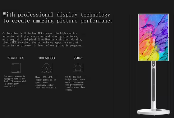 Portable 32 Inch Touch Screen Kiosk dengan Screen dengan 4096 Level Pressure Sensing Smart TV.