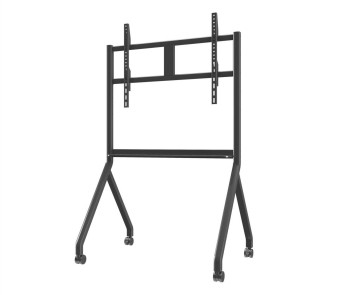 Aluminium baja paduan mobil TV berdiri trolley disesuaikan untuk monitor TV pintar layar game 65 sampai 86 inci