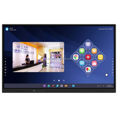Suhu Kerja 0 °C-40 °C Panel Flat Interaktif Dalam Hitam Atau Logam Dengan Ukuran Layar Interaktif