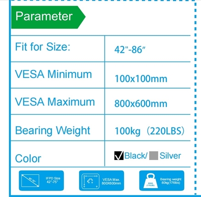 55" - 86" Stand TV Seluler Disesuaikan Dengan Roda, Kompatibilitas Untuk 43" - 100" Flat / Curved Screen Sampai 220 Lbs Steel Frame, 5 Pilihan Tinggi, Rolling TV Cart