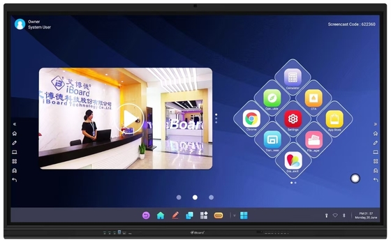 Sumber Daya AC dan Sudut 178° Pendidikan Interaktif Flat Panel Display untuk Kebutuhan Pendidikan Interaktif papan tulis Android 13 dan 14