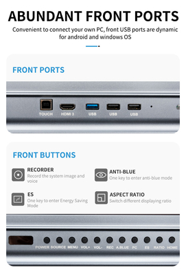 Versi Baru Sistem Android Panel Flat Interaktif Dengan Kontras Tinggi 1200:1 Dan Kecepatan Cursor 100 Dot/S 20 Touch Point didukung dengan layar berbagi interactive whiteboard