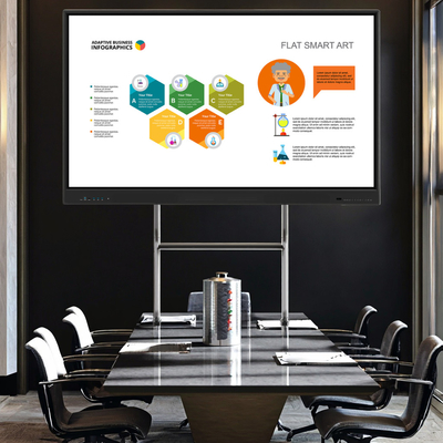 Multi-Touch Screen Stylus dukungan 20 titik sentuh Dibangun dalam Mikrofon Dengan Screen Mirroring Interaktif Whiteboard Android OS