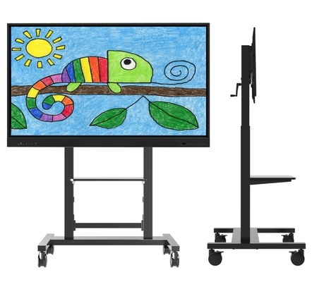 Manual Tinggi diatur Mobile Stand untuk Smart Display 55 inci sampai 86 inci