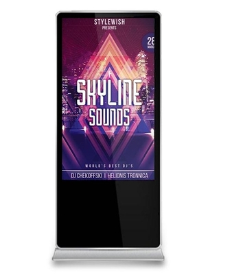 43 Inch Lantai Standing Digital Signage Display 178 derajat FCC persetujuan Iklan Kiosk Kapasitif Sentuh Dengan Android Atau Windows System