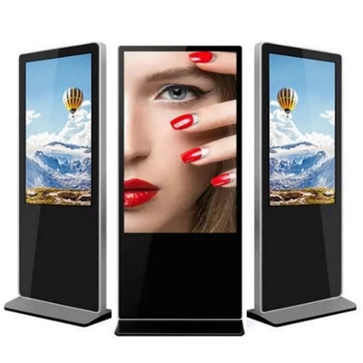 43 Inch Lantai Standing Digital Signage Display 178 derajat FCC persetujuan Iklan Kiosk Kapasitif Sentuh Dengan Android Atau Windows System