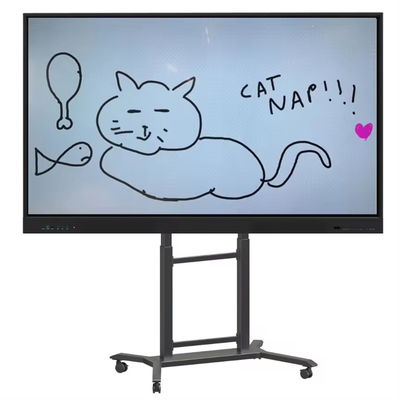 IBoard Tinggi disesuaikan 42 "-86" Trolley Multi Mobile TV Cart untuk panel datar interaktif Smart Whiteboard VESA 100 * 100-800 * 600mm