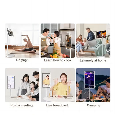 IBoard 27 32 Inch Android 13 In-Cell Touch Panel Smart TV Lcd Touch Screen Monitor Rollable Stand bergerak Berputar dengan baterai