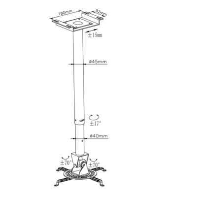 Proyektor Lengan Pemasangan langit-langit universal untuk proyektor Laser Jangkauan yang dapat disesuaikan 60 ~ 95 cm