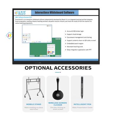 2026 Pendatang Baru Resolusi 4K UHD Android 13/14 OS 50 Touch Points Interaktif Whiteboard Smart Board untuk pengajaran dan pertemuan