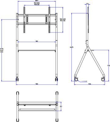 baru tiba Interaktif Whiteboard Stand Movable 42 sampai 75 Inch TV Monitor Lifting Mobile Stand Max Bearing 60KGS Powerfull Wheels Mudah Pindah untuk interaktif whiteboard mobile stand
