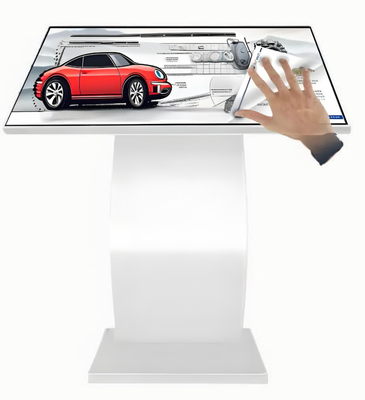 32 Inci 2K Capacitive Touch Screen Display Digital Signage Kiosk Lantai Stand Bentuk K Sistem Android Warna Putih Untuk Iklan
