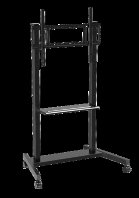 Grosir pabrik 55"- 86" Dudukan TV Bergerak yang Dapat Disesuaikan Dengan Roda Kompatibilitas Papan Tulis Interaktif Panel Cerdas Hingga 220 Lbs Rangka Baja Kereta TV Bergulir