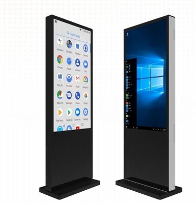 Kiosk Layar Sentuh 55 Inci Android Standee IR PCAP Win PC Untuk Supermarket Kantor Komersial