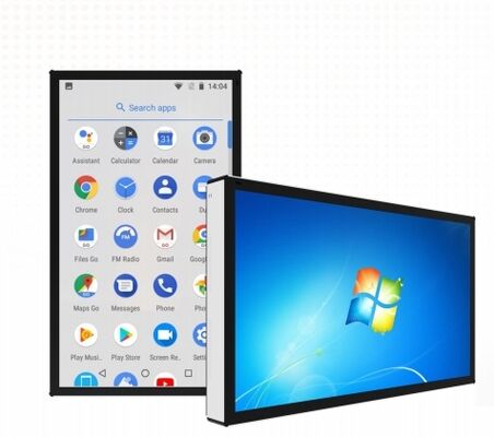Kiosk Layar Sentuh 55 Inci Android Standee IR PCAP Win PC Untuk Supermarket Kantor Komersial