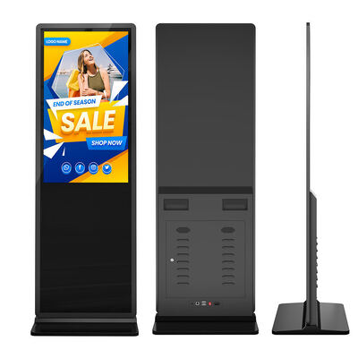 Lantai Stand Digital Advertising Monitor dengan 10 Capacitive Touch Points, Real-Time Monitoring, dan Web-Based Dashboard untuk Interactive Signage