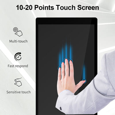 43 55 65 75 Inci Layar Sentuh Kapasitif Dalam Ruangan Berdiri Lantai Digital Signage Iklan Interaktif Komersial 4K