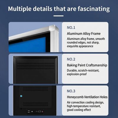 Tanda digital dengan sudut pandang >178° dan suhu penyimpanan -20°C sampai 60°C Dengan CMS berbasis cloud atau on-premise