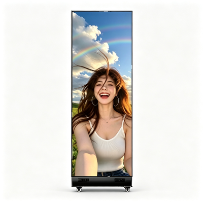 LED Poster Digital Display 80 Inch Foldable Movable Media Player Speaker Booth Hall Pertemuan