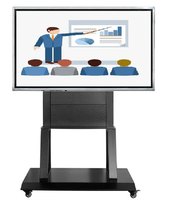55 sampai 86 inci Interaktif Whiteboard Home TV Meeting Online & Display Lantai Tinggi-beraturan Stand Mobile untuk menampilkan Pertemuan pengajaran & pelatihan