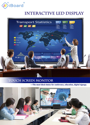 Aluminium Alloy Interactive Touch Screen Monitor Radiasi Rendah Bingkai Ultra Sempit