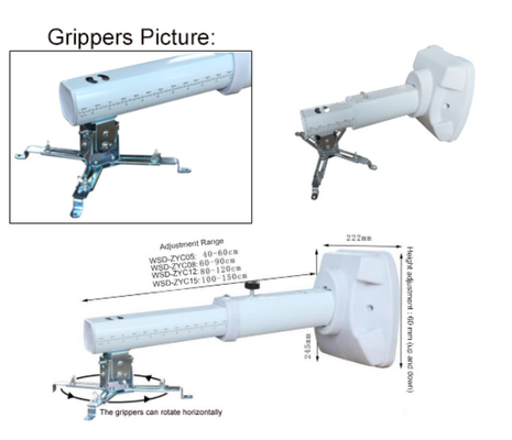 Aluminium Alloy Adjustable Projector Mounting Bracket, Projector Arm Mount Untuk Mengajar Papan Tulis