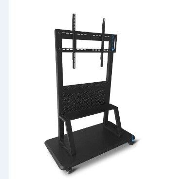 220LBS Electronic Mobile Stand 800x600mm Black Metal 52-86 Inch Untuk Monitor Layar Sentuh