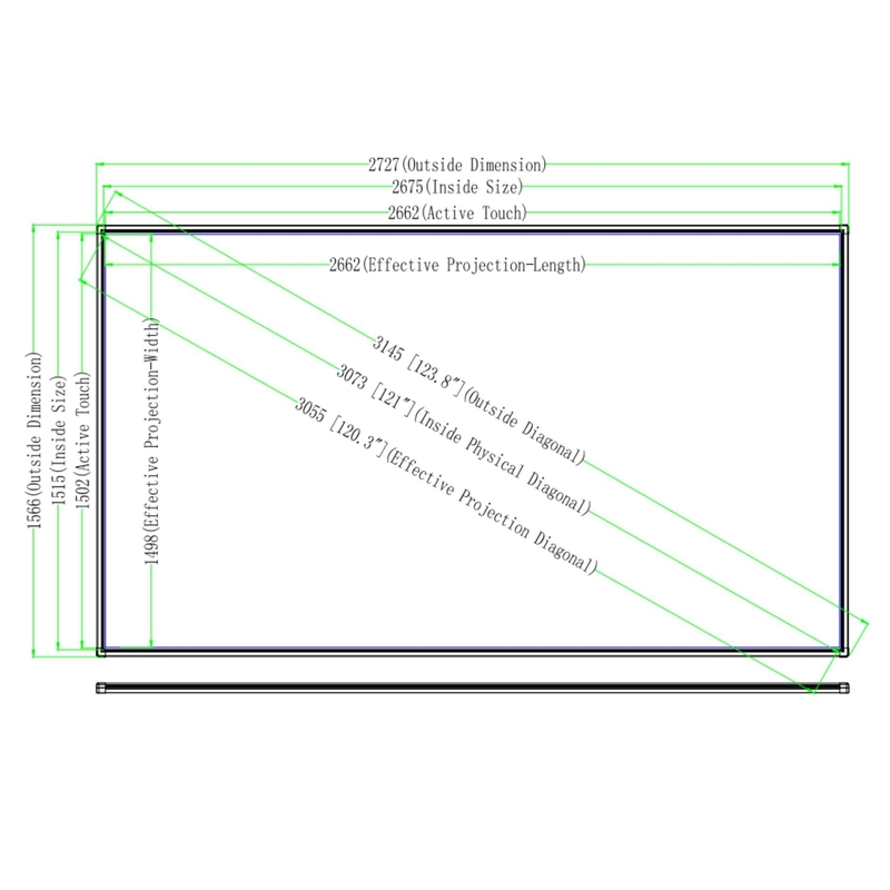 120 Inch Interaktif Whiteboard Aluminium Alloy Frame Hitam Warna