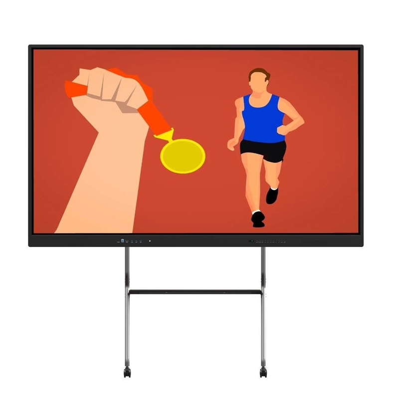 Monitor layar sentuh interaktif 98 Inch Smart TV Dengan Android Windows OS Webcam Mic Internet Untuk pengajaran ruang pertemuan