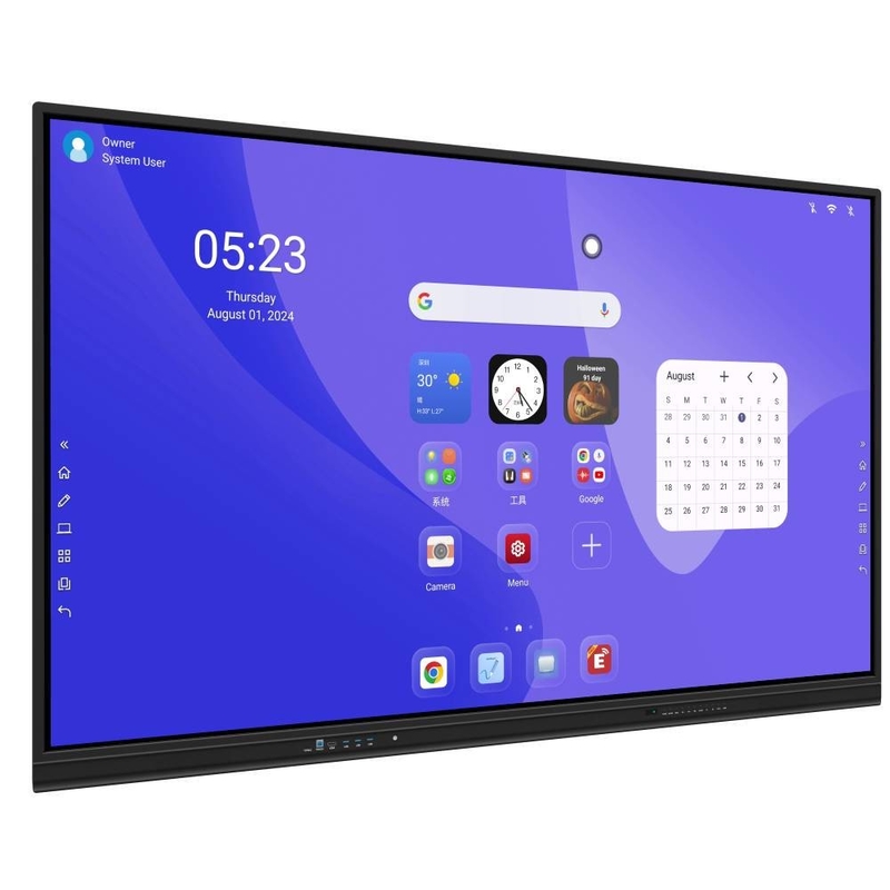 LCD Smart Board 86 Inch Android 14 8+128G Kamera dan Mikrofon Dibangun di Windows 50 Touch PointsWifi BT untuk Pertemuan Sekolah