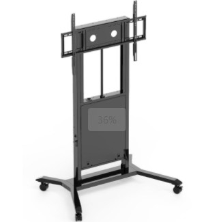 Elektronik ke atas ke bawah penyesuaian tangan angkat berdiri mobil trolley untuk monitor TV pintar 65 75 86 inci dengan roda dan kabel listrik