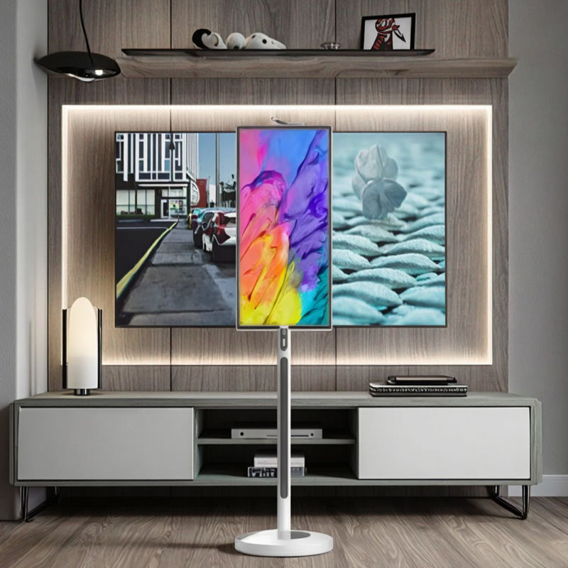 IBoard 27 32 Inch Android 13 In-Cell Touch Panel Smart TV Lcd Touch Screen Monitor Rollable Stand bergerak Berputar dengan baterai