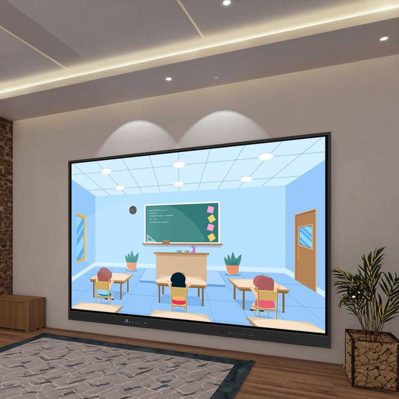 4K Android 14 Interactive Board 86 Inch Multimedia Smart Whiteboard Layar Sentuh Elektronik untuk Meeting Classroom