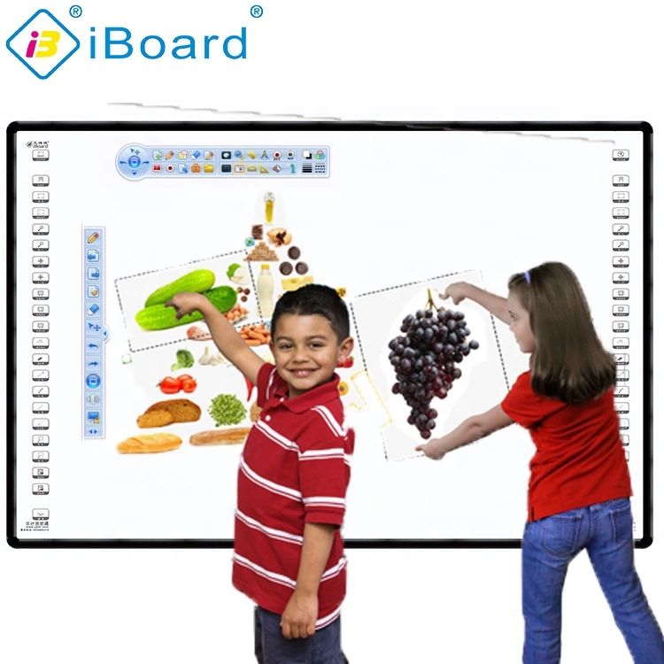 Iboard Interaktif Whiteboard Jari-jari atau Apa pun Tidak Transparan Menulis Temperatur Penyimpanan dan Mobile Stand bergerak