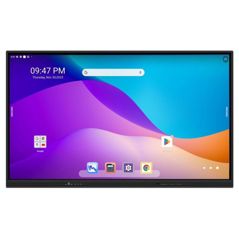 86-Inch Google EDLA Certified Interactive Smart Panel. Android 13 dengan Sistem Nikmati Terbentuk. Slot OPS. Kamera Opsional & Stand Ponsel.