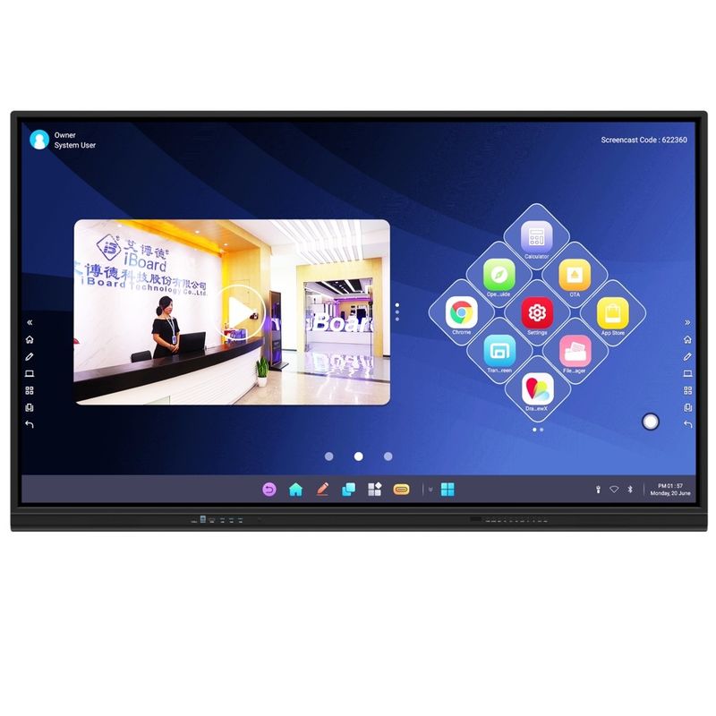 Pengalaman Kekuatan Interaktif layar sentuh Monitor 2mm Keakuratan 15W * 2 Atau 20W * 2 Speaker dan Wireless Screen Proyeksi