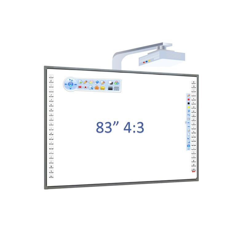 20 Touch Points Iboard Interaktif Whiteboard dengan bahan rangka aluminium dan mobile stand yang bergerak