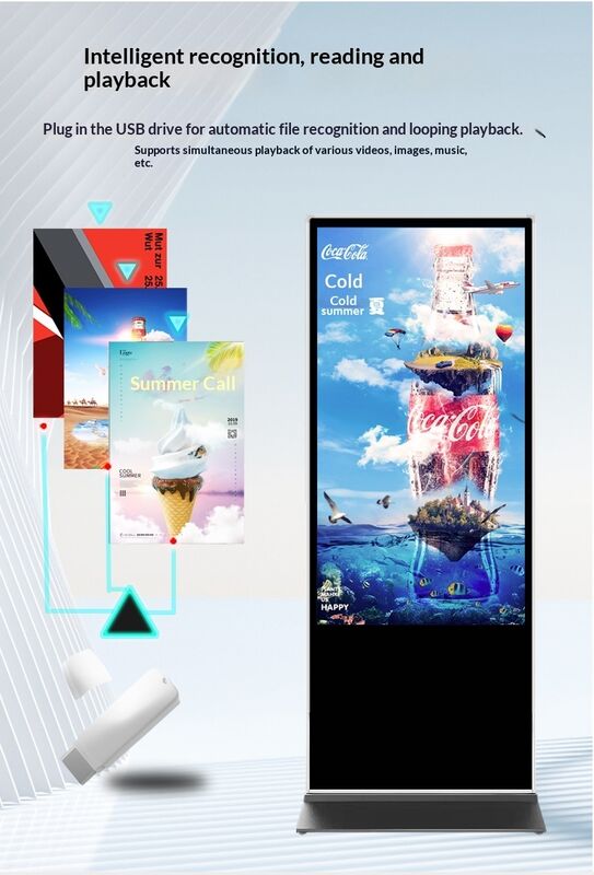 Tanda digital dengan sudut pandang >178° dan suhu penyimpanan -20°C sampai 60°C Dengan CMS berbasis cloud atau on-premise