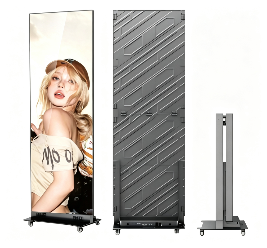LED Poster Digital Display 80 Inch Foldable Movable Media Player Speaker Booth Hall Pertemuan