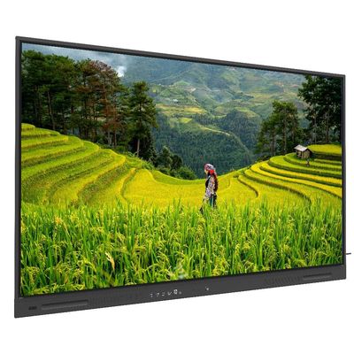 Interaktif Flat Panel 75 Inch Android 14 OPS PC Wifi BT USB RJ45 Touch Software Smart Board untuk Pendidikan Sekolah Pertemuan Pelatihan
