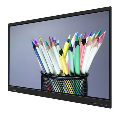 LCD Smart Board 75 Inch IFP Android 14 8+128G Kamera Mic Speaker Sensor Cahaya Wifi Infrared 50 Titik Sentuh Untuk Sekolah Online Pengajaran Kantor Zoom Teams Meeting