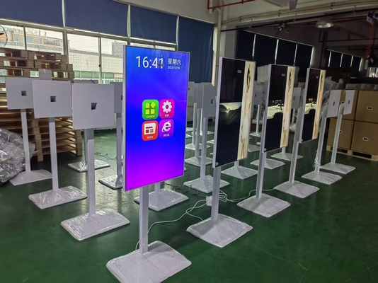 Grosir dengan pemindaian pesanan 23.8 Inci 27 inci 32 inci Tampilan Signage Digital Berdiri Lantai Periklanan Kios Berdiri Lantai Sentuh Kapasitif Dengan Sistem Android Atau Windows